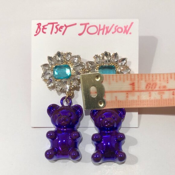 BETSEY JOHNSON Gummy Bear Drop Earrings Purple Green - Picture 4 of 4